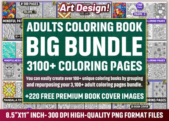 3100 Adults Coloring Pages Mega Bundle