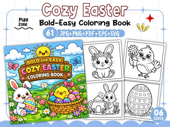Bold and Easy Cozy Easter Coloring Book