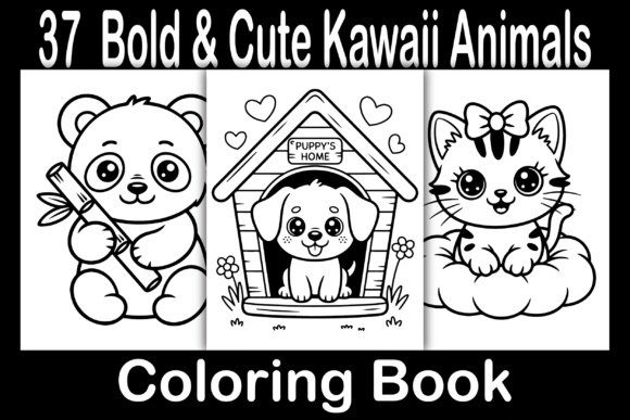 Bold Cute Kawaii Animals Coloring Book for Creators and Publishers