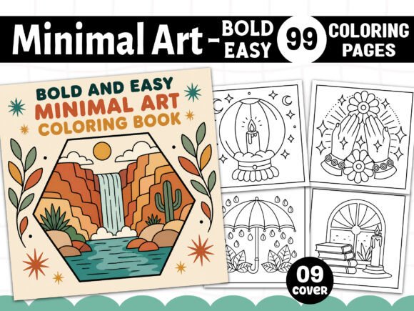 Bold Easy Minimal Art Coloring Pages for Creative Relaxation and Interior Design