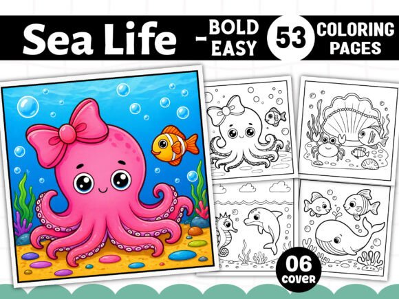 Bold Easy Sea Life Coloring Book Pages
