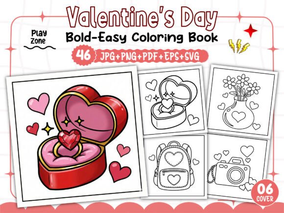 Bold Easy Valentine’s Day Coloring Book