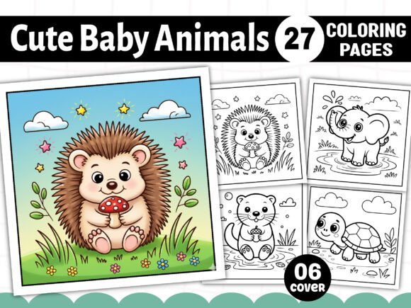 Cute Baby Animals Coloring Pages for Adults