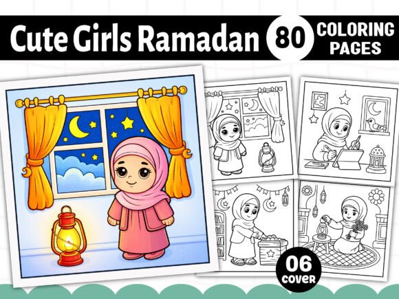 Cute Girls Ramadan Coloring Pages for Creative Projects