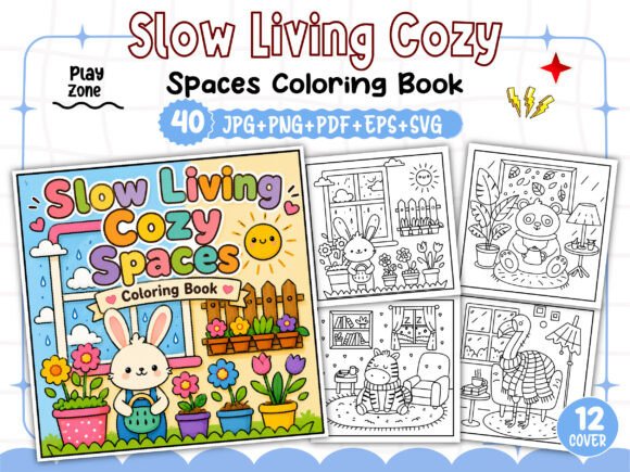 Designing Unique KDP Interiors with the Slow Living Cozy Spaces Coloring Book