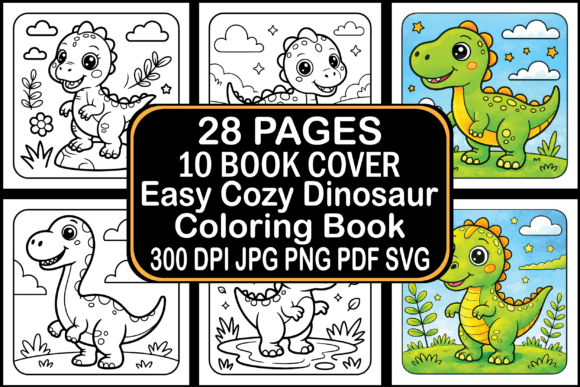 Easy Cozy Dinosaur Coloring Book