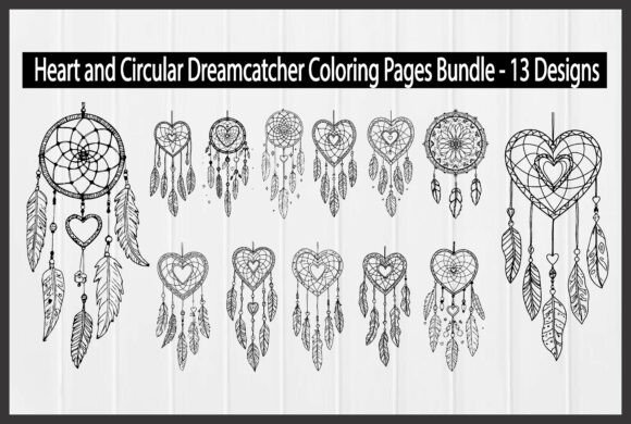 Heart and Circular Dreamcatcher Coloring