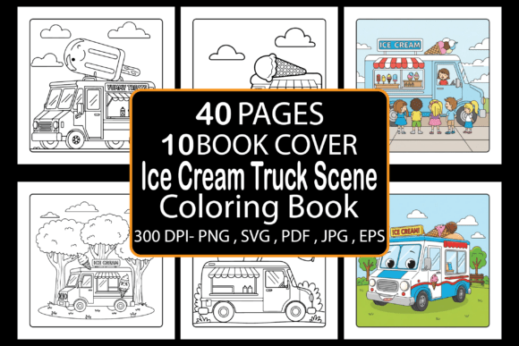 Ice Cream Truck Scene Coloring Book