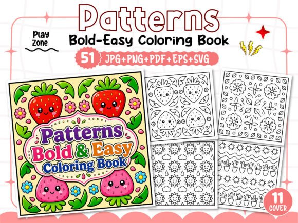 Patterns Bold Easy Coloring Book Pages for KDP Interiors