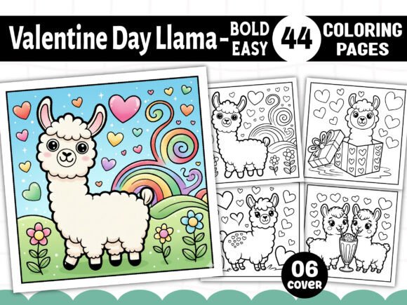 Valentine Day Llama Bold Easy Coloring: A Creative Escape for All Skill Levels