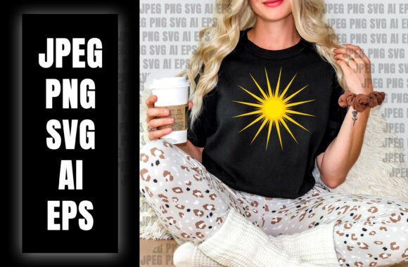 Vibrant Yellow Sun Icon with Rays: A Powerful Design Element for T-Shirts, POD, and KDP Businesses