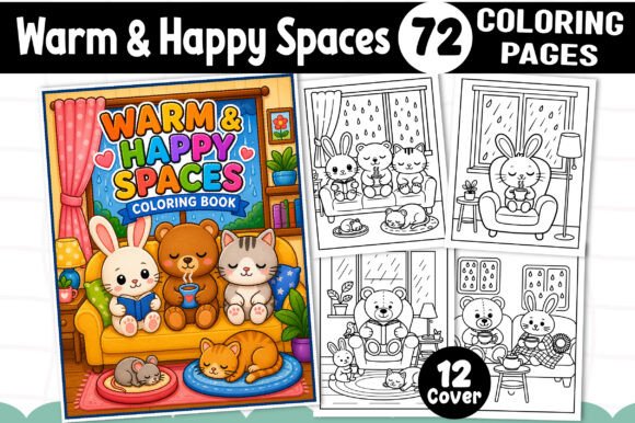 Warm Happy Spaces Coloring Book - Kids